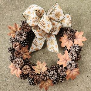 Handmade Fall Foliage Rustic Pinecone Wreath